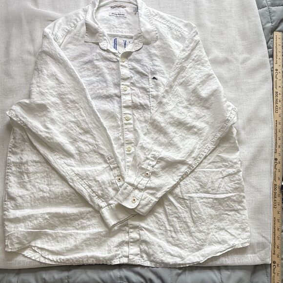 Tommy Bahama 100% Linen Long Sleeve White USA American Flag 1993 Shirt Mens 3XL - Picture 4 of 10